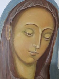 zdjęcie przedstawia obraz Matki Boskiej cierpliwie słuchającej